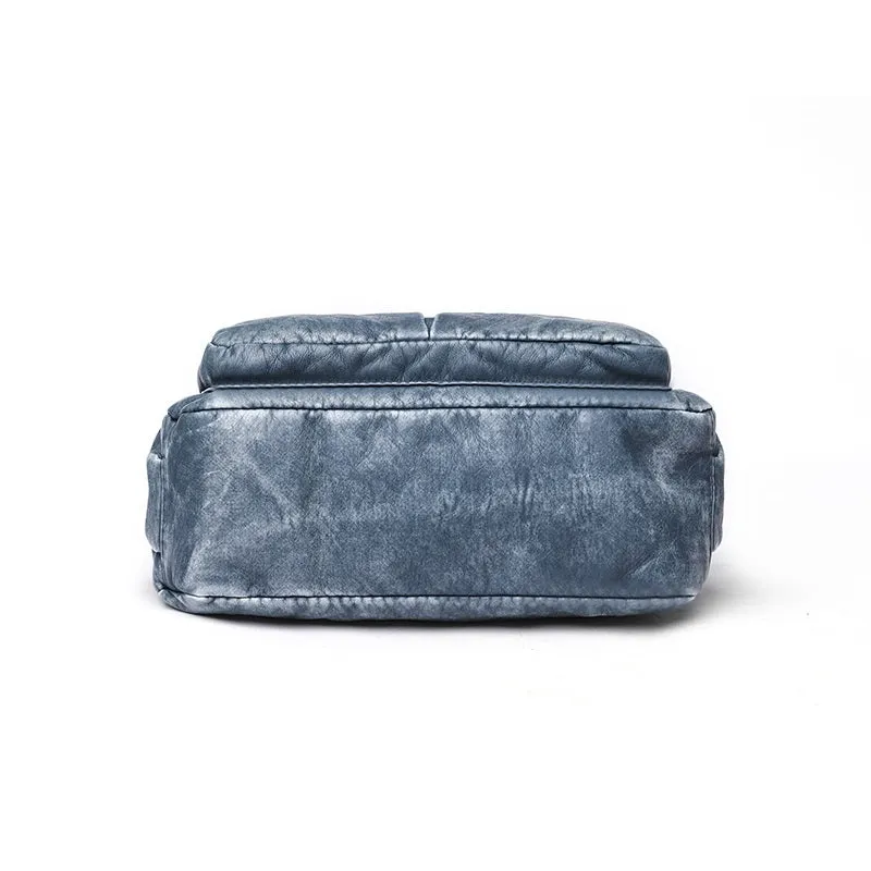 Trendy Classic Washed Vegan Leather Cross-body Shoulder Bags