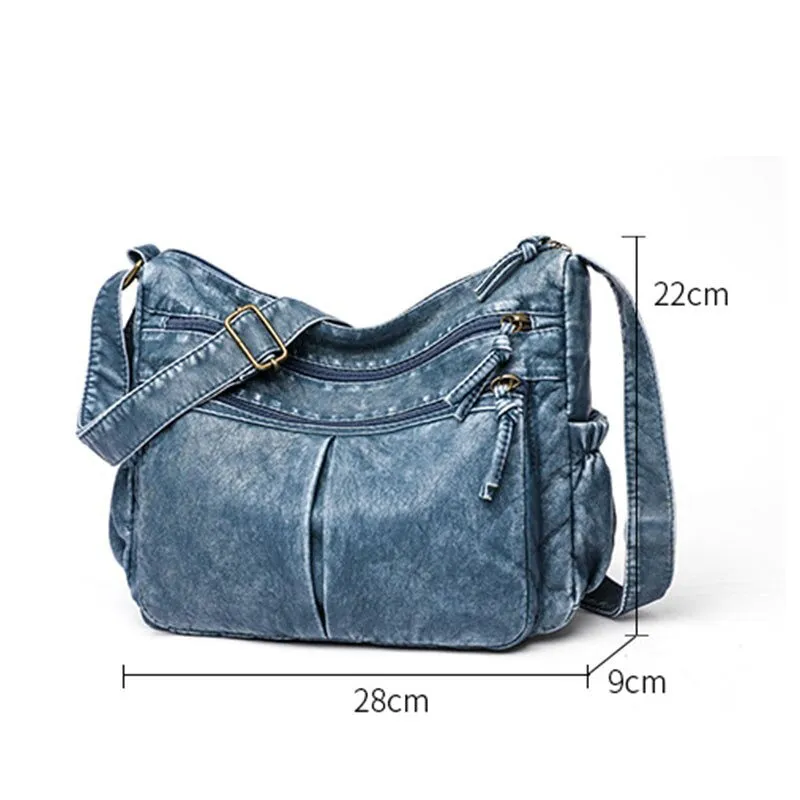 Trendy Classic Washed Vegan Leather Cross-body Shoulder Bags