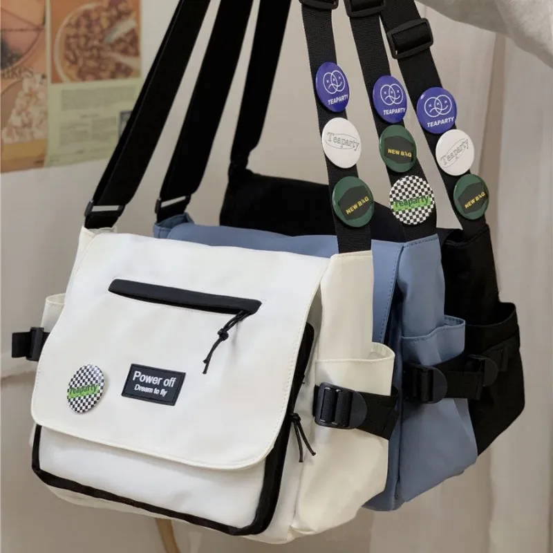 Versatile Unisex Crossbody Messenger Bags with Badges